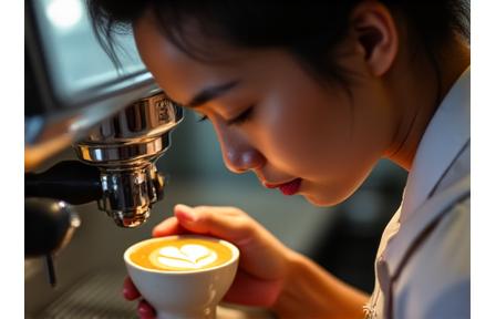 Barista menuangkan kopi dengan kemahiran tinggi di Sifir Square