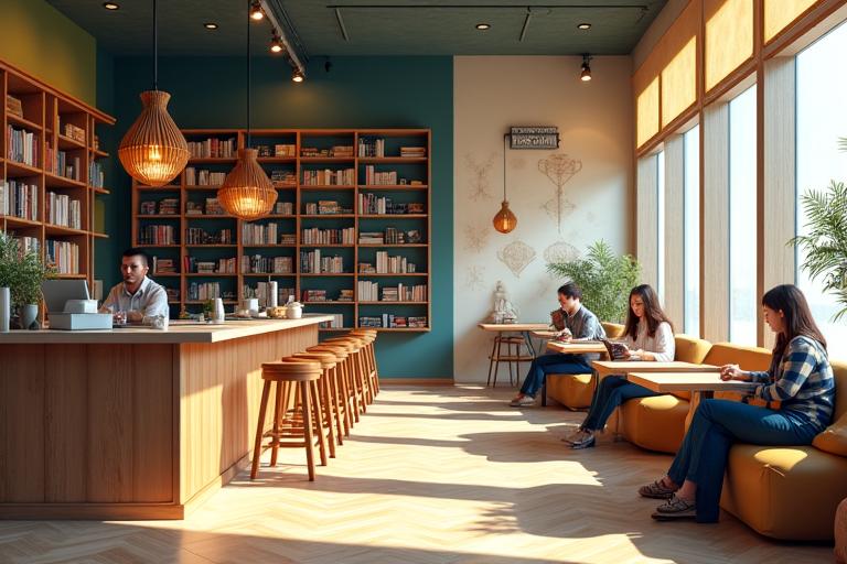Interior Sifir Square yang selesa dengan pelanggan sedang belajar dan bekerja